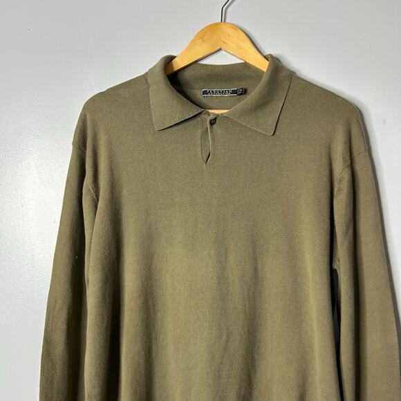 Peruvian Connection Pima Cotton Collared Knit Sweater Women's Medium‎ Green Chic - Picture 2 of 6